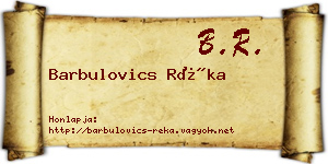 Barbulovics Réka névjegykártya